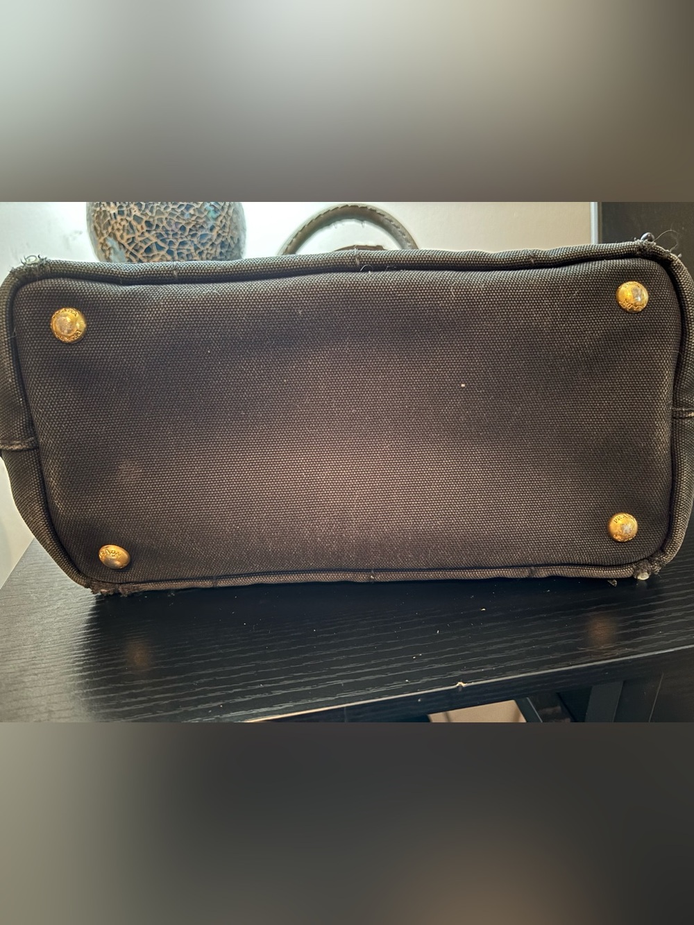 Authentic Prada Black Canapa Canvas Small Tote Bag - Picture 8 of 16
